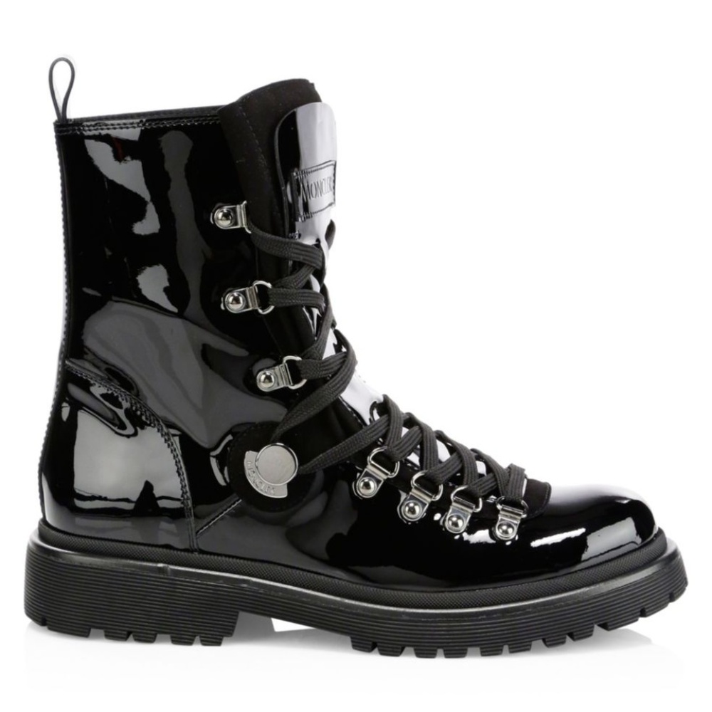 Moncler Berenice Patent Leather Combats Boots EU41